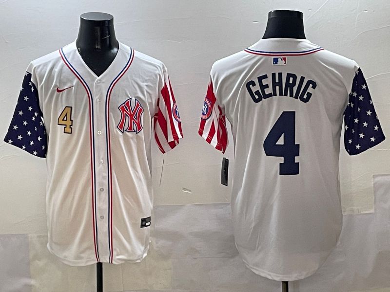 Men New York Yankees 4 Gehrig White a generation of national flags Jointly Name 2025 Nike MLB Jersey style 3